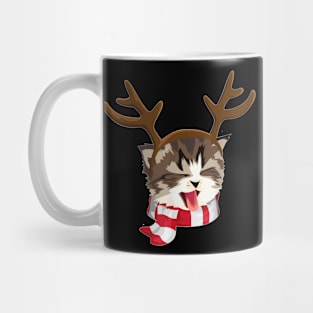 Cat Christmas Reindeer Antlers Funny Catmas Xmas Girls Kids Mug